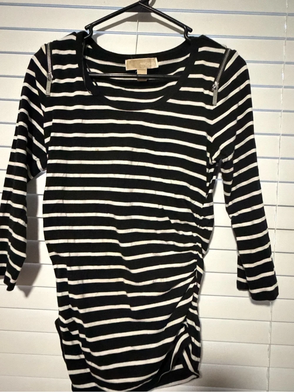 Michael Kors Black & White Striped Long Sleeve Tee